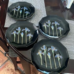 Vintage set of 4 plates Otagari Blue Iris original.